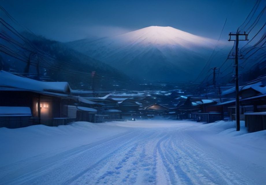 雪に埋もれた十日町の町並み